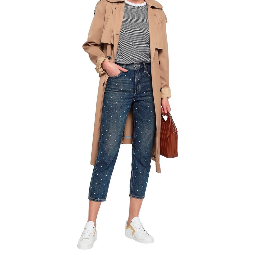 Current/Elliott Vintage Cropped Studded Slit Jeans